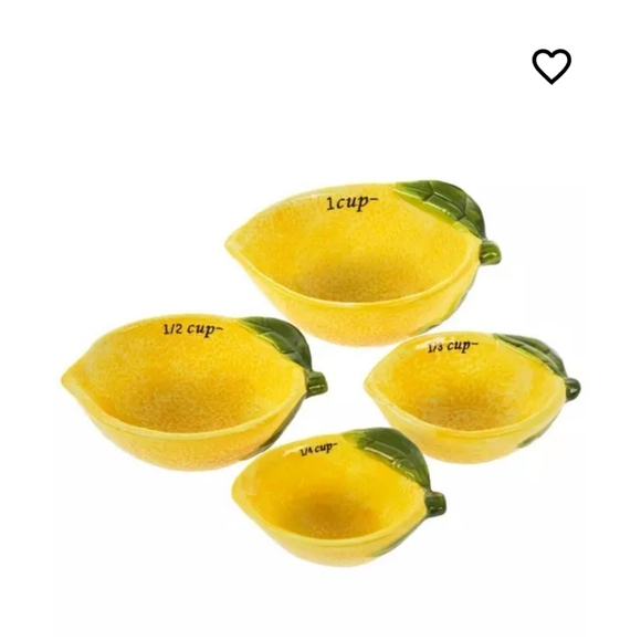 🍋Lemon Shape 4 Piece Ceramic Measuring Cups & 4 Piece Measuring Spoons Set. - Picture 2 of 12